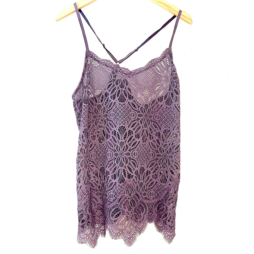 Victoria's Secret Lilac Purple Floral Lace Babydoll Mobwife Slip